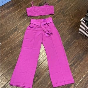 Express satin pants and crop top set
